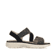 Schwarze Rieker Damen Riemchensandalen V8574-00 mit einem Klettverschluss. Schuh Innenseite.