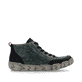Grünschwarze Rieker Damen Kurzstiefel L0306-54 aus Glattleder mit rundem Logo. Schuh Innenseite.