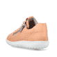 Orangene Rieker Damen Slipper 52826-38 mit Reißverschluss sowie Löcheroptik. Schuh von hinten.