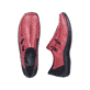 Rote Rieker Damen Slipper L1751-35 mit Gummizug sowie schmaler Passform E 1/2. Schuh von oben, liegend.