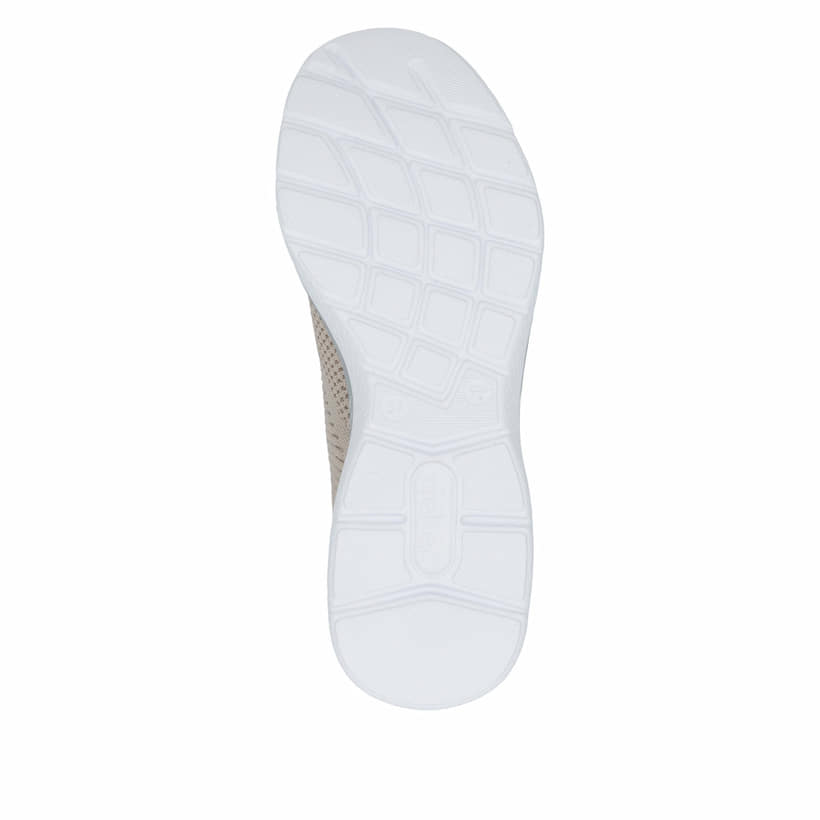 Baskets basses Rieker beiges femme M5072-62 avec option easy in facile. Semelle extérieure de la chaussure.