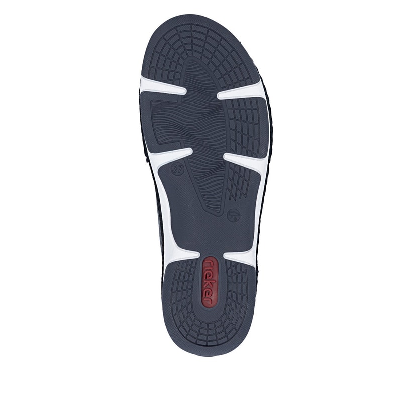 Blaue Rieker Damen Schnürschuhe 55901-14 aus Glattleder mit modernen Ziernähten. Schuh Laufsohle.