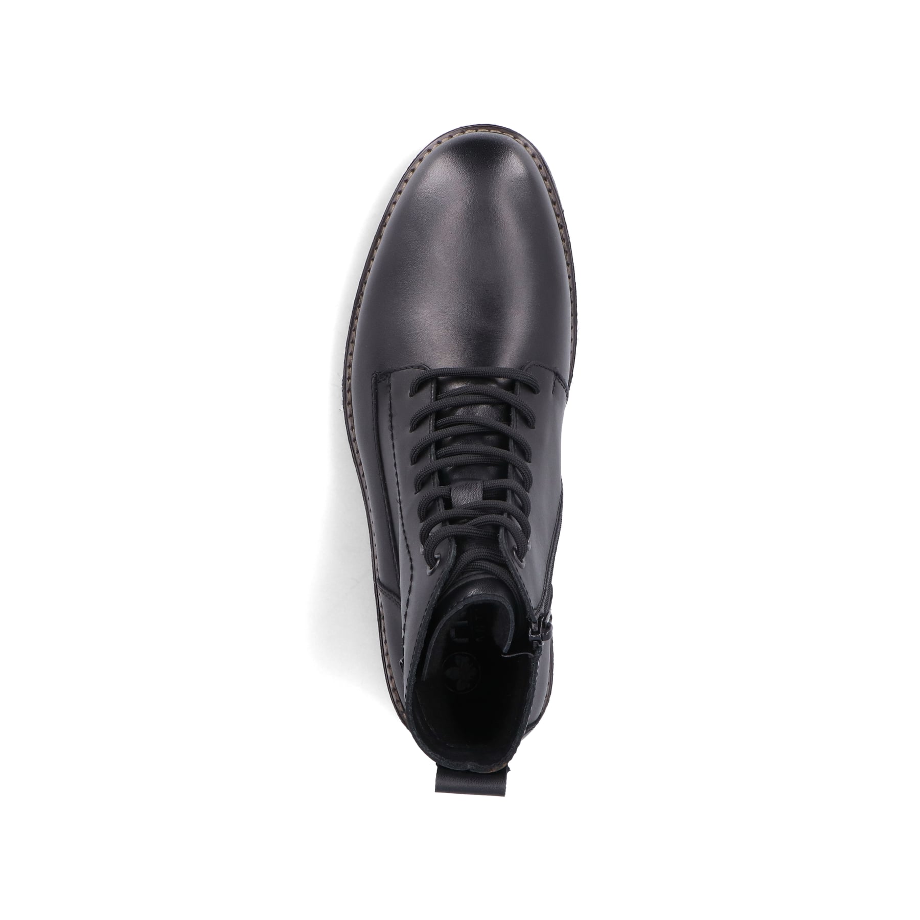 Schwarze Rieker Herren Schnürstiefel 33143-00 aus Glattleder. Schuh von oben.