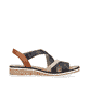 Sandales compensées Rieker bleues femme V3663-91 avec fermeture velcro. Intérieur de la chaussure.