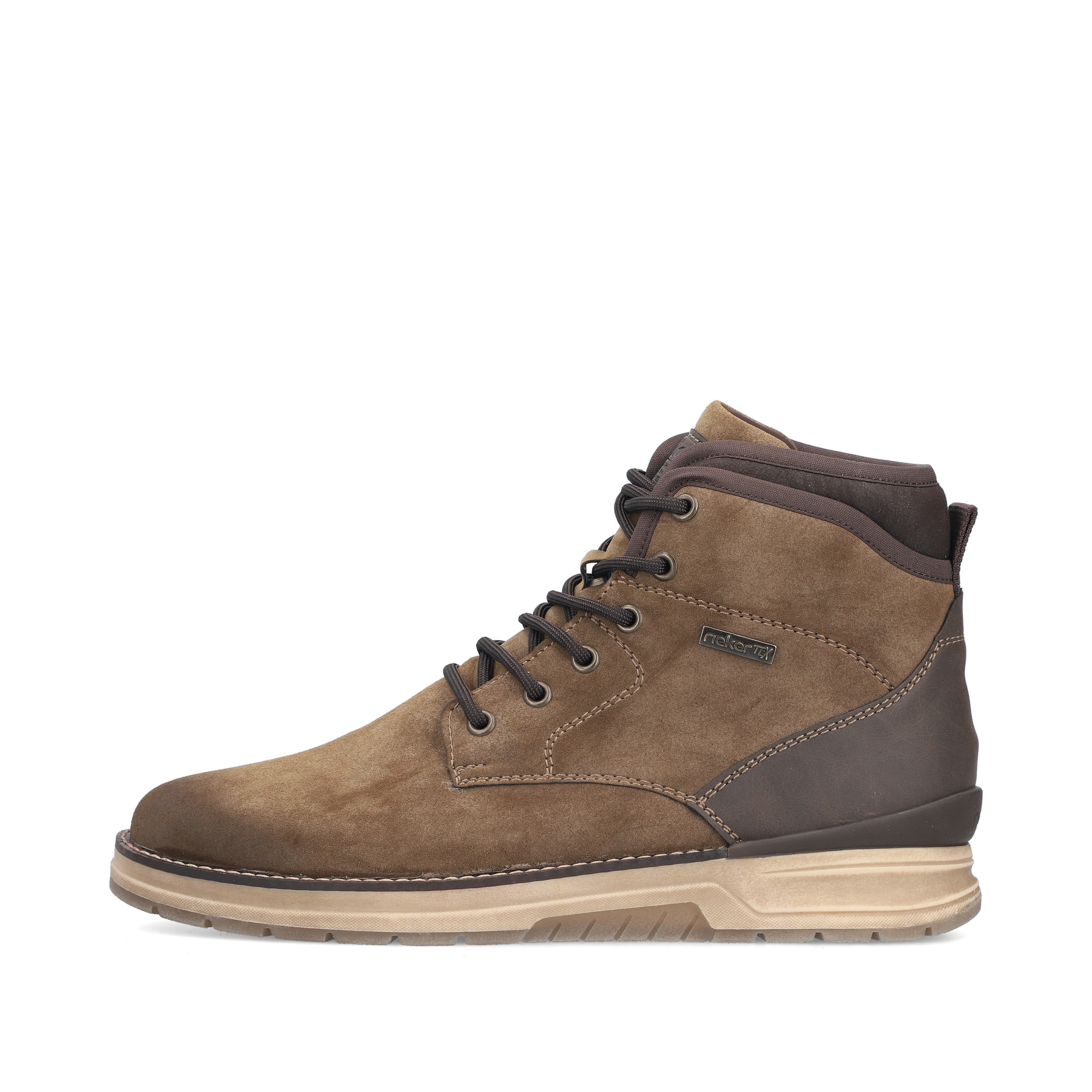 Braune Rieker Herren Schnürstiefel 32331-25 mit wasserabweisender TEX-Membran. Schuh Außenseite.