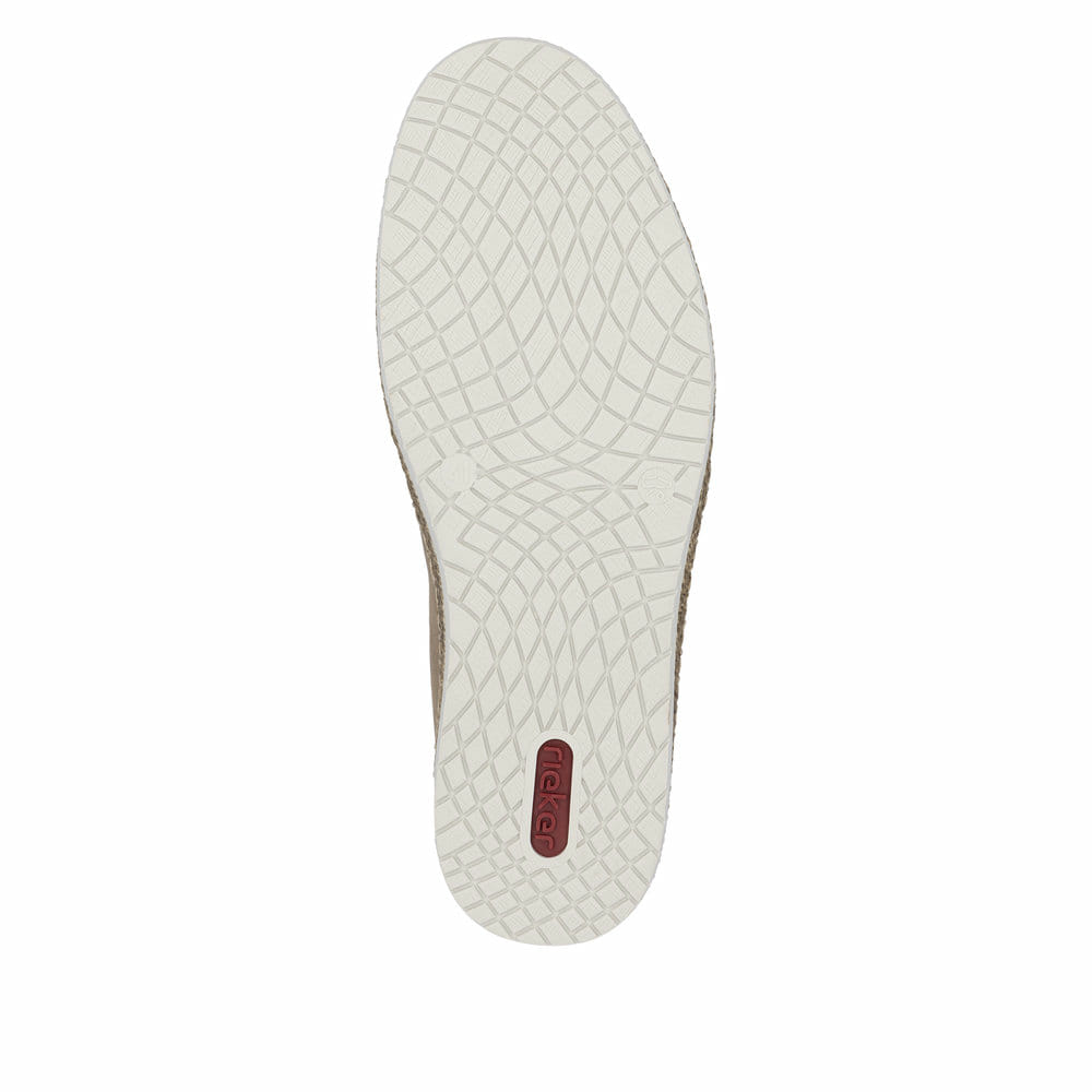 Beige Rieker Herren Slipper B5265-65 mit einem Gummizug sowie Komfortweite G 1/2. Schuh Laufsohle.