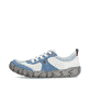 Weißblaue Rieker Damen Schnürschuhe L0307-80 mit eleganten Zierlochungen. Schuh Außenseite.