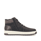 Asphaltschwarze Rieker Herren Schnürstiefel 38542-00 mit einer robusten Profilsohle. Schuh von hinten