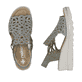 Khakifarbene Rieker Keilsandaletten 67465-52 mit Strasssteinen sowie Gummizug. Schuh von oben, liegend.
