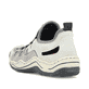 Graue Rieker Damen Slipper L0539-40 mit einem Gummizug. Schuh von hinten.