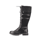 Schwarze Rieker Damen Hochschaftstiefel 94732-00 mit einem Reißverschluss. Schuh Außenseite.
