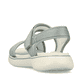 Grüne Rieker Damen Trekkingsandalen V2166-52 mit einem Klettverschluss. Schuh von hinten.