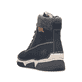 Dunkelblaue Rieker Damen Schnürstiefel 45925-14 mit einem Reißverschluss. Schuh von hinten.