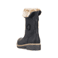 Schwarze Rieker Damen Kurzstiefel Z5054-00 mit Fellkragen sowie Reißverschluss. Schuh von oben.