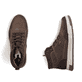 Dunkelbraune Rieker Herren Sneaker High 36042-25 aus Rauleder. Schuh von oben, liegend.