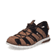 Nussbraune Rieker Herren Trekkingsandalen 25246-24 mit einem Klettverschluss. Schuh seitlich schräg.