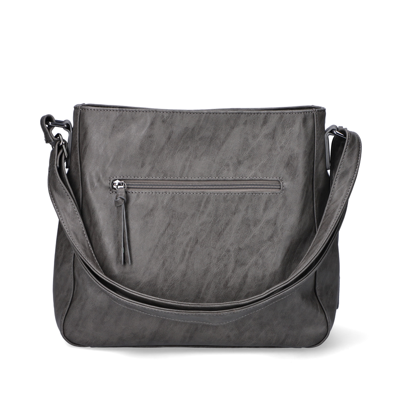 Rieker Damen Handtasche H1340-42 in Anthrazit aus Kunstleder mit Reißverschluss. Handtasche Rückseite.
