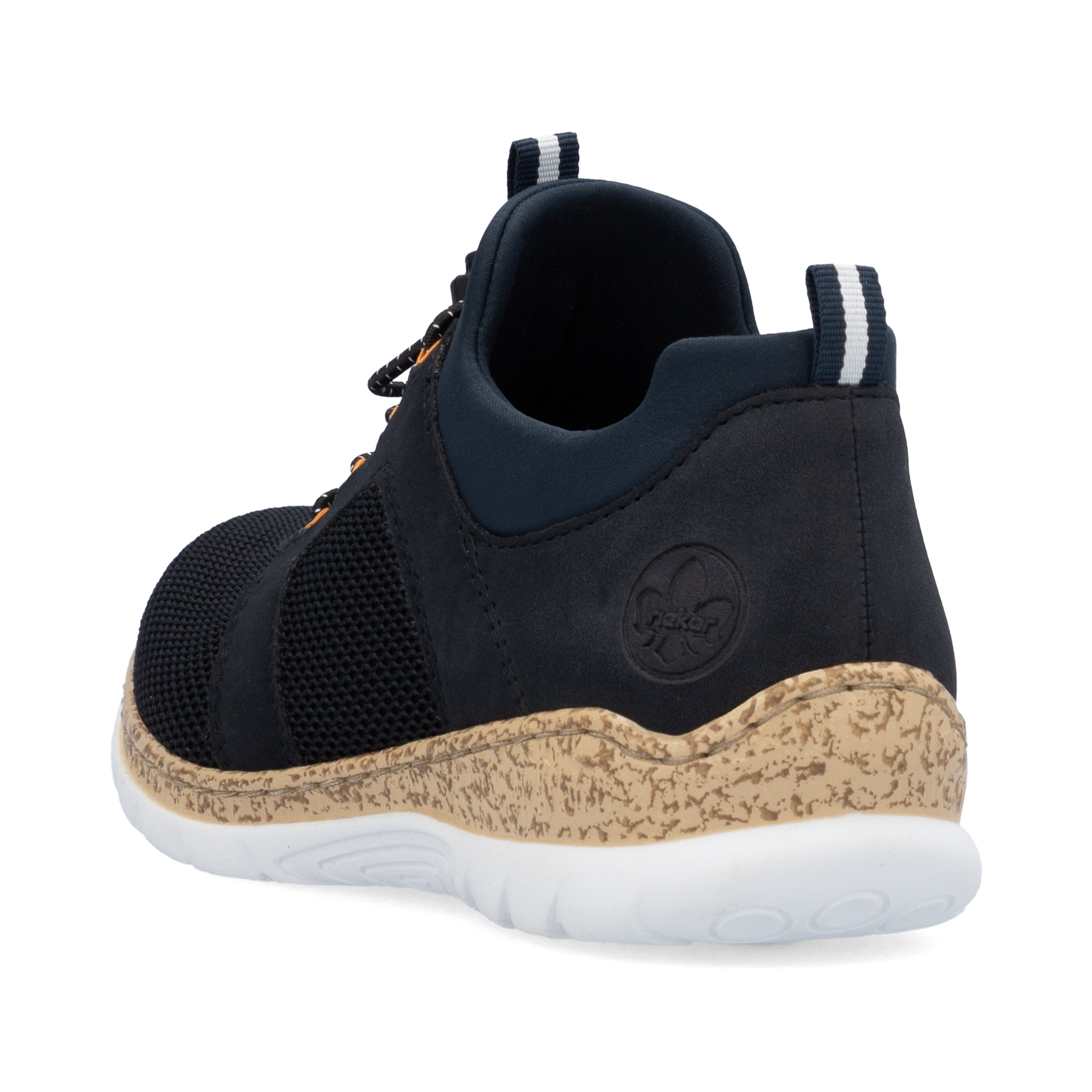 Chaussons Rieker bleus pour femme N4290-14 avec bande élastique. Chaussure vue de l'arrière.