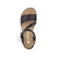 Schwarze Rieker Keilsandaletten V3660-02 mit trendigen Schnalle. Schuh von oben.