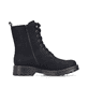 Schwarze Rieker Damen Biker Boots 73210-00 mit einem Reißverschluss. Schuh Innenseite.