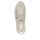 Beige Rieker Damen Slipper N1455-62 mit easy Hineinschlüpf-Möglichkeit. Schuh von oben.