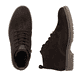 Dunkelbraune Rieker Herren Schnürstiefel 33106-25 aus Rauleder. Schuh von oben, liegend.