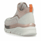 Rosane vegane Rieker Damen Sneaker High 48053-31 mit einem Reißverschluss. Schuh von hinten.