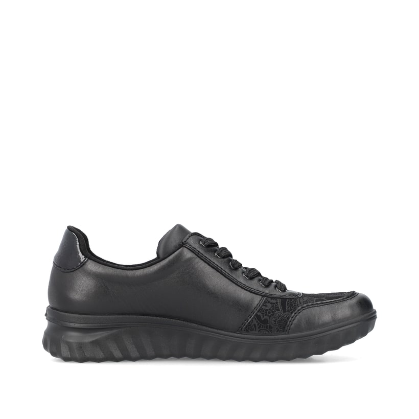 Zartrosane vegane Rieker Damen Loafer 58955-31 mit einem Elastikeinsatz. Schuh Außenseite gespiegelt.
