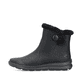 
Tiefschwarze Rieker Damen Kurzstiefel Z0070-00 mit einer robusten Profilsohle. Schuh seitlich schräg