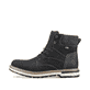 
Tiefschwarze Rieker Herren Schnürstiefel F3832-00 mit einer robusten Profilsohle. Schuh Außenseite