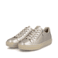 Baskets basses Rieker métalliques pour femme L5955-90 en cuir lisse. Chaussures inclinées sur le côté.