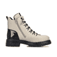 Biker Boots Rieker beiges pour femme Z9152-60 avec fermeture éclair. Chaussure vue de l'arrière.