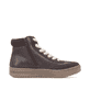 Braun-weiße Rieker Damen Sneaker High L2530-25 mit flauschigen Schnürsenkeln. Schuh Innenseite.