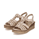 Rosane Rieker Keilsandaletten 63778-31 mit Schmuckelementen sowie einem Gummizug. Schuhpaar seitlich schräg.