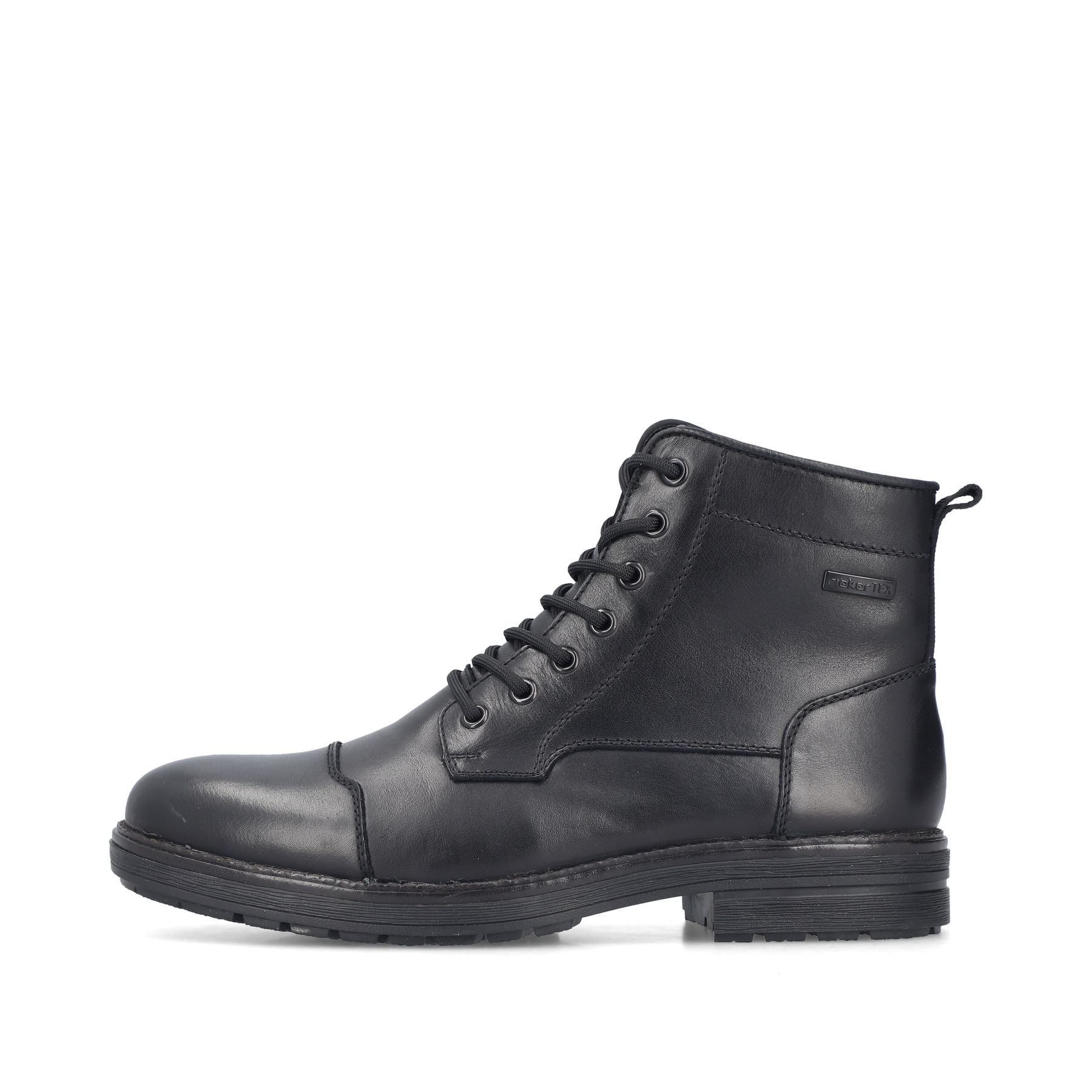 Schwarze Rieker Herren Schnürstiefel 33440-00 aus Glattleder. Schuh Außenseite.