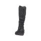 Nachtschwarze Rieker Damen Hochschaftstiefel 93670-00 mit rundem Schmuckelement. Schuh von hinten.