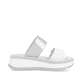 Weiße Rieker Damen Pantoletten W3050-90 mit einem Klettverschluss. Schuh Innenseite.