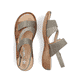 Grüngraue Rieker Damen Riemchensandalen 60866-54 mit einem Klettverschluss. Schuh von oben, liegend.