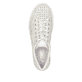 Beige Rieker Damen Sneaker Low L8849-60 in Löcheroptik mit einer Schnürung. Schuh von oben.
