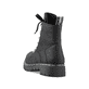 
Tiefschwarze Rieker Damen Biker Boots Y2422-00 mit einer robusten Profilsohle. Schuh von hinten