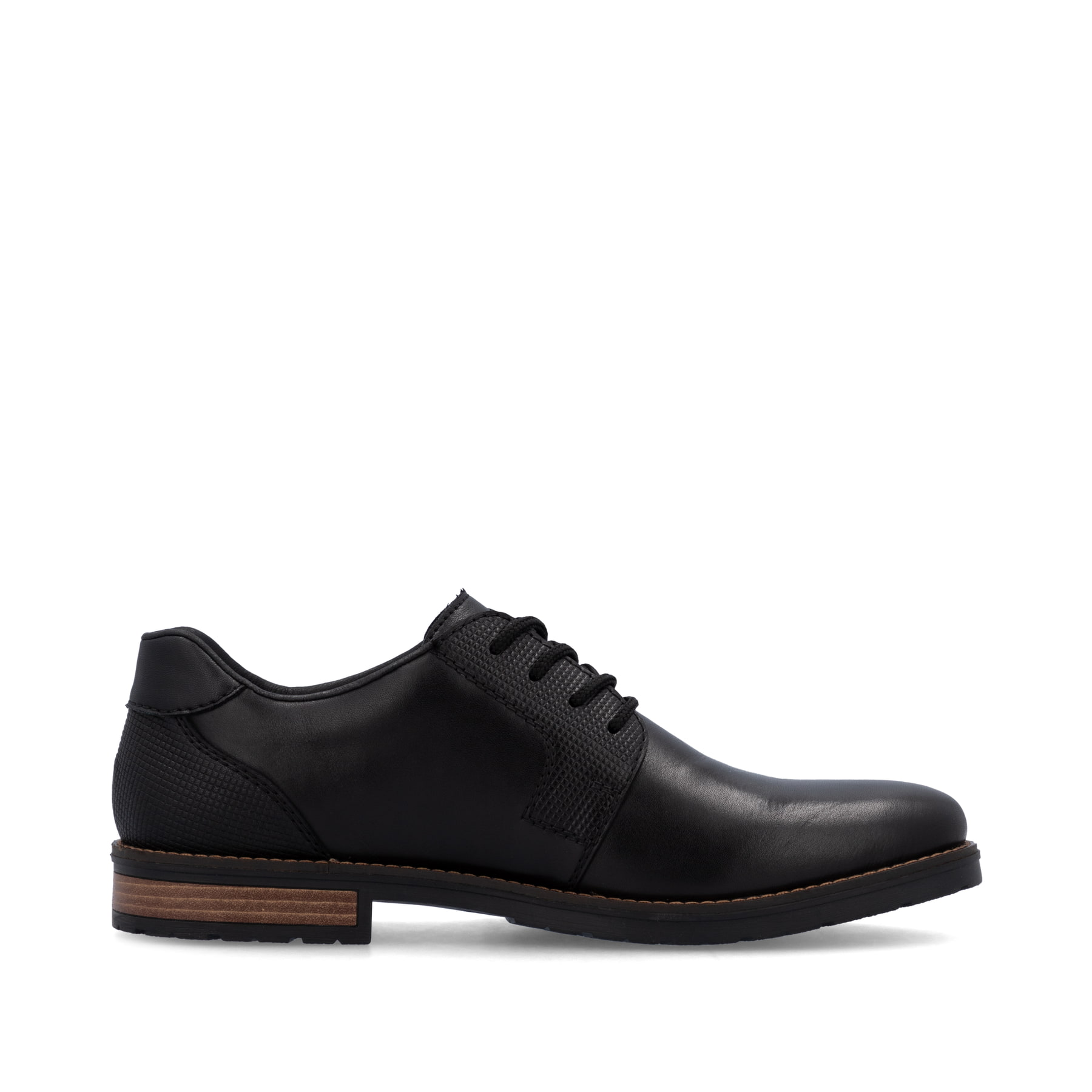 Chaussures à lacets Rieker noires pour hommes 14603-00 en cuir lisse. Côté intérieur de la chaussure.