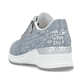 Blaue Rieker Damen Sneaker Low N4316-13 mit Reißverschluss sowie Komfortweite G. Schuh von hinten.