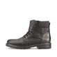 
Tiefschwarze Rieker Herren Schnürstiefel 32031-01 mit Schnürung und Reißverschluss. Schuh Außenseite