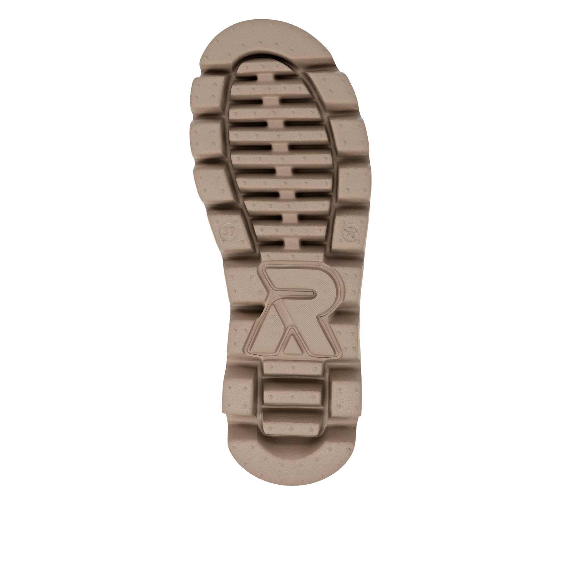 Hellbraune Rieker Damen Kurzstiefel W2074-24 aus Rauleder mit Schaftkragen. Schuh Laufsohle.