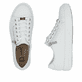 Weiße Rieker Damen Sneaker Low L59L1-83 mit einem Reißverschluss. Schuh von oben, liegend.