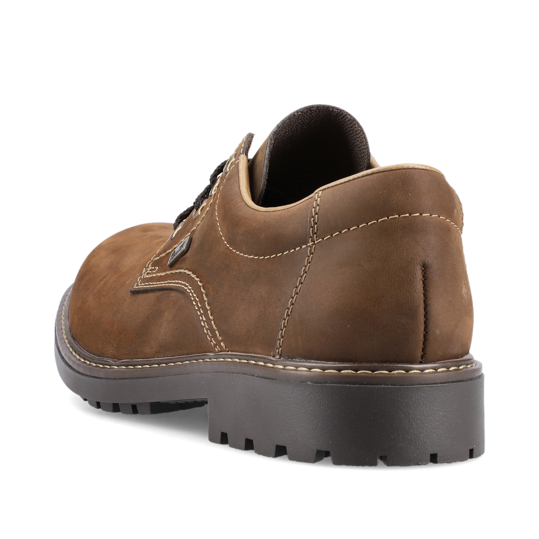 Braune Rieker Herren Schnürschuhe B4610-22 aus Rauleder. Schuh von hinten.
