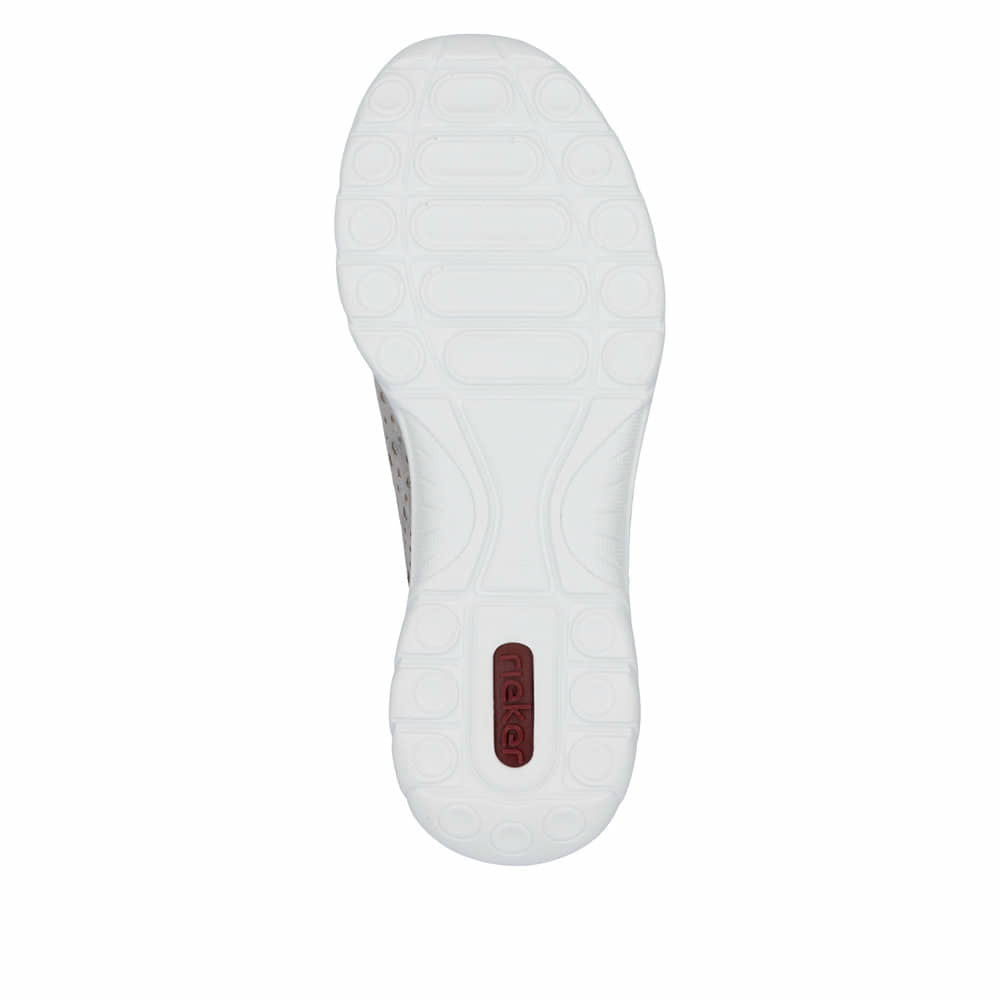 Metallische Rieker Damen Slipper L32P6-90 mit Deko-Reißverschluss sowie Gummizug. Schuh Laufsohle.
