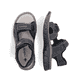 Graue Rieker Herren Trekkingsandalen 26763-45 mit einem Klettverschluss. Schuh von oben, liegend.