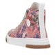 Mehrfarbige Rieker Damen Sneaker High N3945-91 in Löcheroptik mit Reißverschluss. Schuh von hinten.