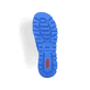Blaue Rieker Damen Pantoletten V1052-14 mit dekorativer Blume. Schuh Laufsohle.